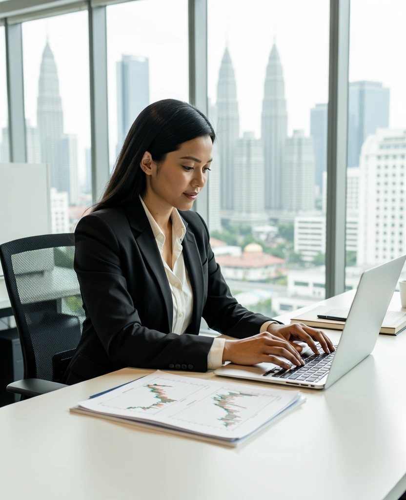 Profesional bekerja di pejabat digital